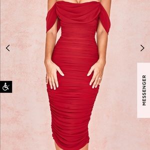 CARLOTTA WINE RUCHED DRAPED CHIFFON DRESS